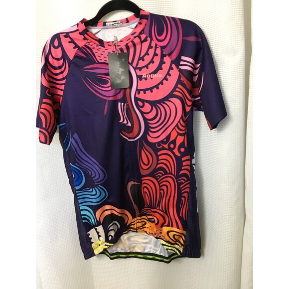 Men’s Adult AOGDA Full Zip CYCLING Short Sleeve Shirt Jersey Size L-XL Chest 42" - Picture 3 of 8